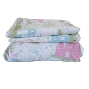 Pottery Barn Kids Princess Castle Carriage Fitted Sheet Full Size 2 Pillowcases